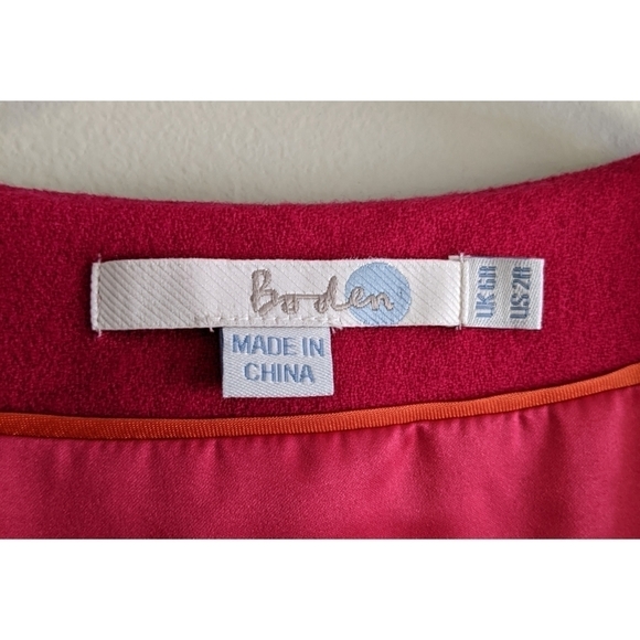 Boden Retro Style Wool Pink Lined Shift Dress Size 2 - Picture 4 of 8